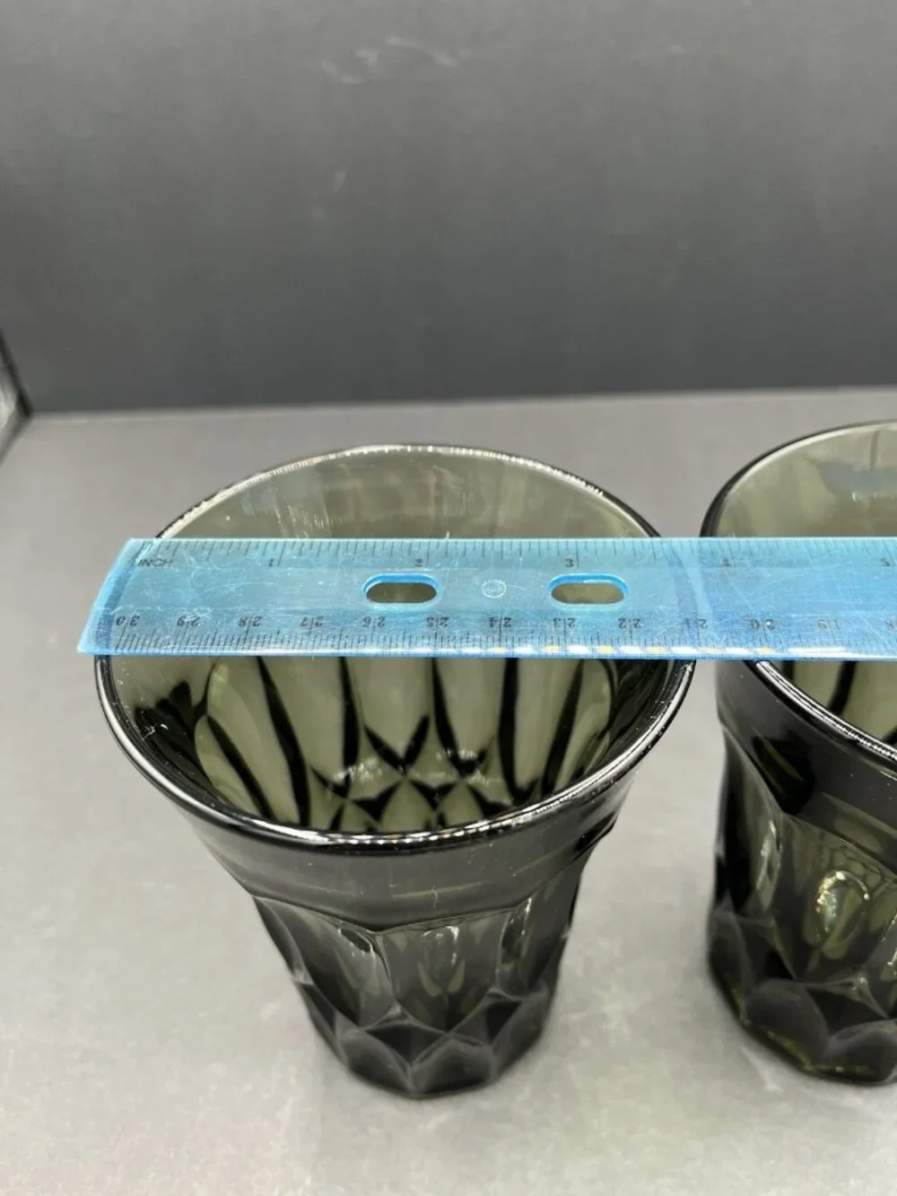 Vintage Noritake Perspective Smoky Olive Green Glass Tumblers Set of 2